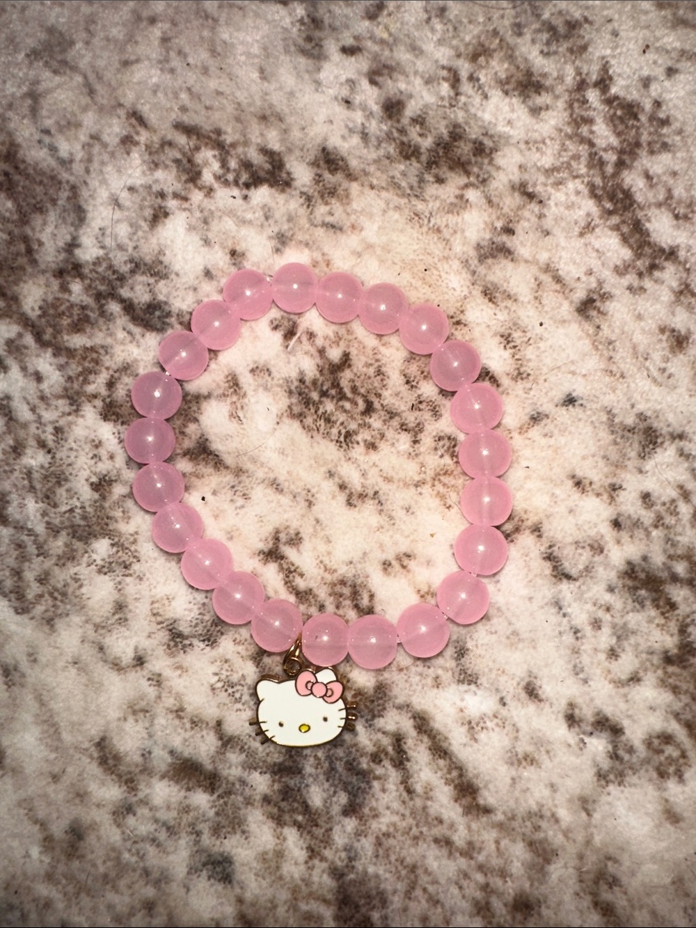 Hello Kitty Pink Bead Stretch Bracelet with Enamel Charm
